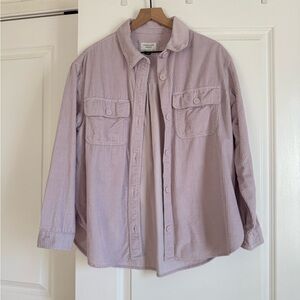American Eagle Outfitters Light Purple Casual Corduroy Button-Down Shirt